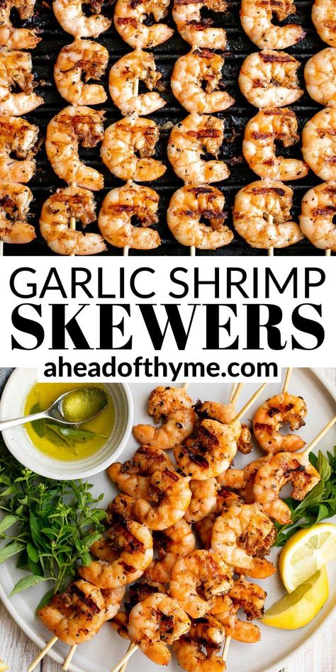 Garlic Shrimp Skewers, Easy Kabobs, Grilled Shrimp Kabobs, Easy Summer Grilling Recipes, Shrimp Kabob Recipes, Shrimp Pasta Recipes Easy, Shrimp Skewer Recipes, Easy Summer Dinner, Shrimp Kabobs