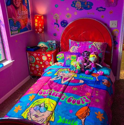 overgrownchild11 Early 2000s Bedroom, 2000s Bedroom Aesthetic, Early 2000s Room, Kidcore Room, 2000s Bedroom, Retro Room Ideas, 2000s Room, Y2k Bedroom, Scene Bedroom