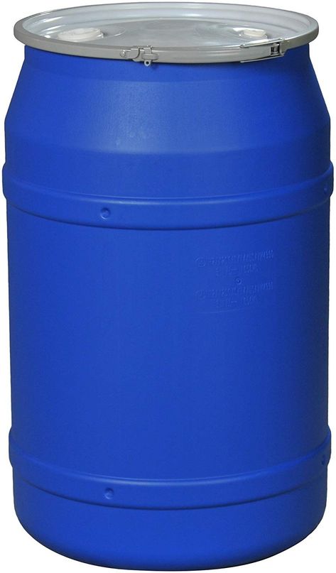 Water and food storage barrels. Water Storage Containers, Shtf Preparedness, Storing Water, Water Barrel, Water Storage Tanks, Front Yard Garden Design, 55 Gallon, Emergency Preparation, Organized Mom