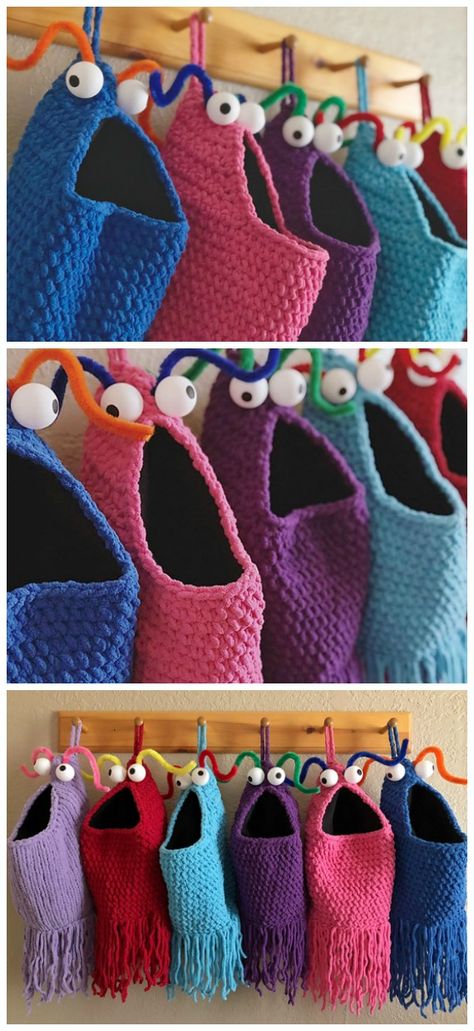 Yip Yips Alien Hanging Basket Crochet Free Pattern- Hanging #Basket; Free #Crochet; Patterns Crochet Alien, Minion Crochet Patterns, Beau Crochet, Yip Yip, Basket Crochet, Animal Knitting Patterns, Crochet Basket Pattern, Haken Baby, Crochet Diy