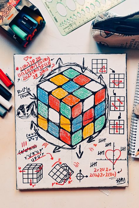 Rubix Cube Sketch, Rubiks Cube Drawing Sketch, How To Draw Rubik Cube, Rubiks Cube Art Drawing, Rubik Cube Drawing, Cool Rubiks Cube, Rubik’s Cube, Rubix Cube Drawing, Rubix Cube Aesthetic