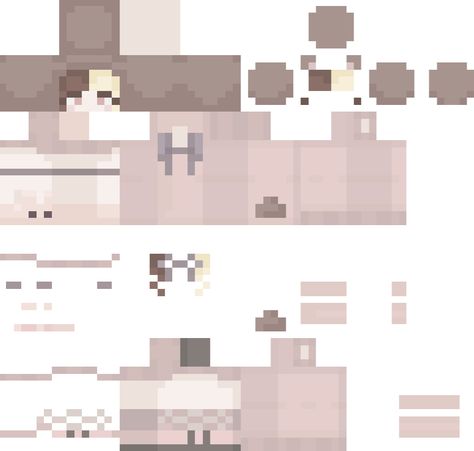 a minecraft skin, a bear girl, half pastel brown and half blonde hair with bangs, pastel light pink outfit, bowtie, Minecraft Skins Aesthetic Layout, Minecraft Girl Skins Aesthetic Layout, Mc Skins Layout, Cute Minecraft Skins Layout, Minecraft Skin Layout, Minecraft Skins Dress, Minecraft Skins Female Layout, Minecraft Skins Female Template, Minecraft Skins Layout