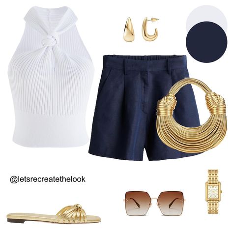 Navy Shorts - 18 Outfit Ideas 💙 Do you own a pair of navy shorts? If so, save this post for style inspo. Then look in your closet to see how you can recreate the looks yourself! If you’re in need of a pair of navy shorts, DM me NAVY SHORTS and I will send you links to several pair currently available. Have a terrific Tuesday fashion friends! 💙 #letsrecreatethelook #everydaystyle #casualstyle #outfitideas #styleinspo #outfitinspo #elevatedcasual #classicstyle #agelessstyle #midlifestyle #mom... Navy Blue Shorts Outfit, Navy Shorts Outfit, Have A Terrific Tuesday, Blue Shorts Outfit, High Waisted Shorts Outfit, Terrific Tuesday, Summer Shorts Outfits, Ageless Style, Fashion Friends