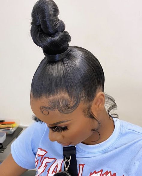 Cute Natural Bun Hairstyles For Black Women, Sleek High Bun Black Women, Up Ponytail Hairstyles Black Women, Bun With Braiding Hair Weave, Knot Bun Hairstyles For Black Women, Cute Bun Hairstyles For Black Women, Bun Updo Hairstyles For Black Women, Updo Ponytail Hairstyles Black Hair, Buns For Black Women