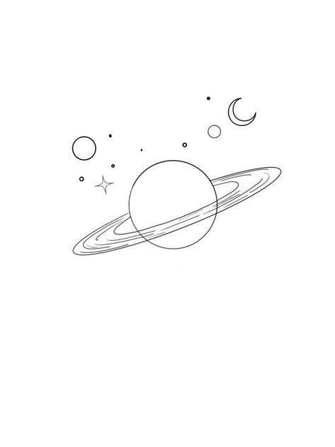 Saturn Outline Tattoo, Planets Tattoo Simple, Planet Tattoos Simple, Saturn Tattoo Design, Saturn Tattoo, Planet Tattoos, Fine Line, Simple Tattoos, Tattoo Design