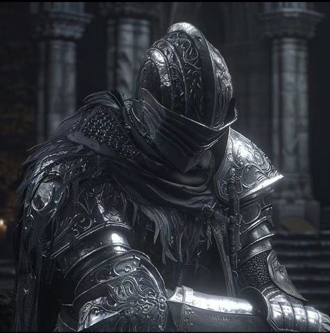 Chrome Core Aesthetic, Knight Dark Aesthetic, Knight Armor Aesthetic, Fantasy Icons Aesthetic, Dark Souls Pfp Icon, Gothic Knight Aesthetic, Black Knight Aesthetic, Dark Fantasy Icon, Vyke Elden Rings