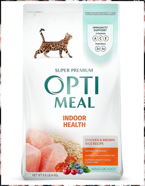 Optimeal Indoor Cat Chicken & Brown Rice Recipe Adult Cat Food - Proudly Ukrainian Salmon Brown Rice, Pet Packaging, Healthy Cat Food, Brown Rice Recipe, Barley Recipe, Food Net, Chicken And Brown Rice, Dried Potatoes, Brown Rice Recipes