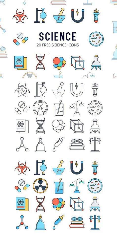 Biotechnology Art, Science Vector, Science Drawing, Science Design, Science Icons, Bullet Journal 2019, Free Icon Set, Business Icon, Bullet Journal Doodles