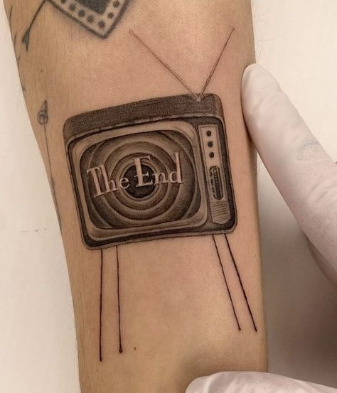 Old Tv Tattoo, The End Tattoo, Caduceus Tattoo, End Tattoo, Tv Tattoo, Tiny Heart Tattoos, Sick Tattoo, Doodle Tattoo, Weird Tattoos