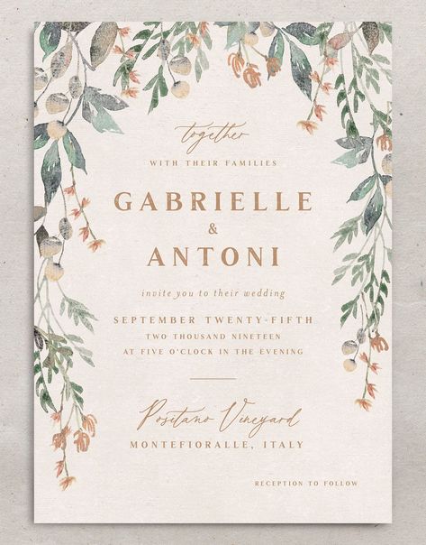 Wedding Invitation Rustic Elegant, Rustic Floral Wedding Invitations, Wedding Rustic Invitations, Farmhouse Wedding Invitations, Invite Wedding Card, June Wedding Invitations, Wedding Invites Floral, Rustic Wedding Invitation Design, Rehearsal Dinner Invitations Wording