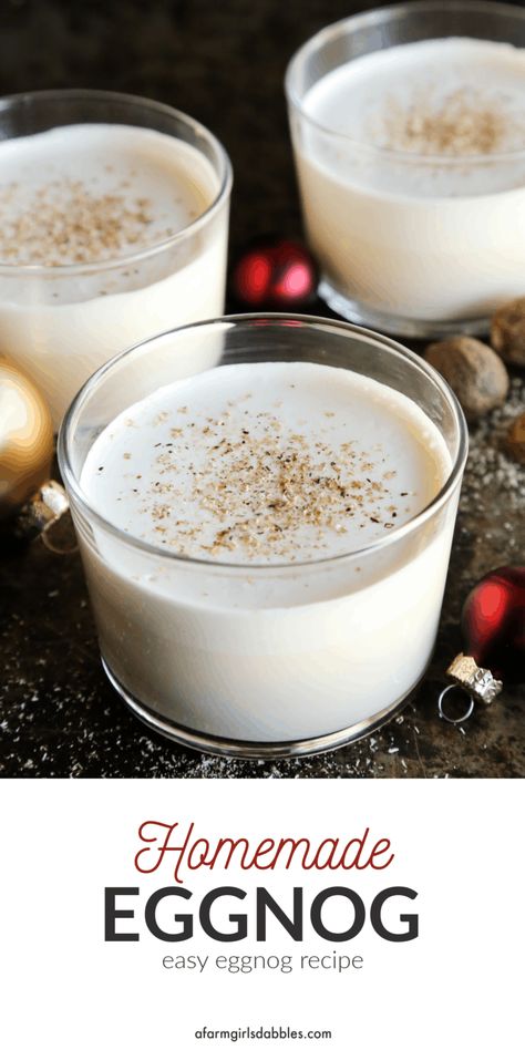 Blended Recipes, Egg Nog Recipe Easy, Make Eggnog, Homemade Eggnog Recipe, Christmas Beverages, How To Make Eggnog, Eggnog Recipes, Eggnog Recipe Homemade, Festive Holiday Drinks