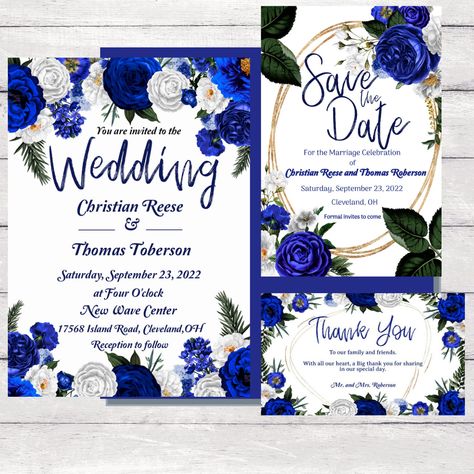 Wedding Bundle Floral Royal Blue and Gold Royal Blue Wedding Invitations Templates, Royal Blue Ivory And Gold Wedding, Champagne And Royal Blue Wedding, A Blue Wedding, Royal Blue Gold And White Wedding Invitations, Royal Blue Gold And White Wedding Decor, White Gold Blue Wedding, Wedding Invitations Royal Blue, Royal Blue And Gold Wedding Invitations