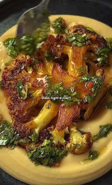 Cauliflower Steak With Chimichurri, Steak Chimichurri, Ways To Cook Cauliflower, Steak With Chimichurri, Cauliflower Steak, Ayurvedic Recipes, Cauliflower Steaks, Lemon Salt, Garlic Clove