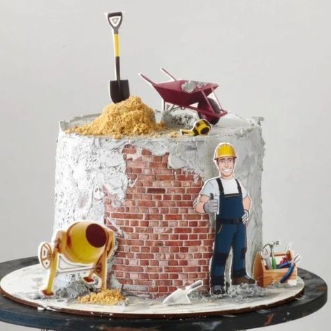 Construction Worker Cake, Dad Birthday Cake Ideas, License Party, Construction Theme Cake, Architecture Cake, Building Cake, Big Birthday Cake, Baby Tattoo Designs, Construction Cake