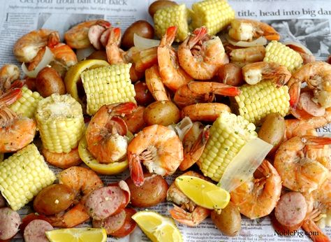 Noble Pig Low Country Shrimp Boil OXO Shrimp Down Shrimp Boil Recipe Old Bay, Low Country Shrimp Boil, Crockpot Foods, Old Bay Shrimp, Shrimp Boil Recipe, Country Boil, Low Country Boil, Summer Food Party, Boiled Food