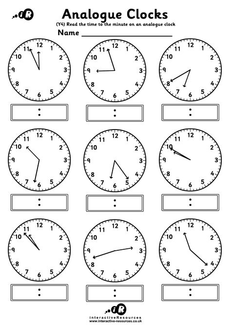 Free Teaching Time Worksheets! Read the time to the minute on an analogue clock. Supports the Stop the Clock game on iR Online. Math Clock, Clock Worksheets, Analogue Clock, Teaching Clock, Preschool Activities Printable, Time To The Hour, Telling Time Worksheets, 24 Hour Clock, Computer Learning