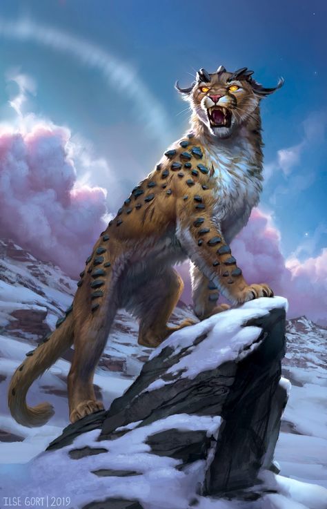 Mythical Animals Fantasy Creatures Art, Animal Fantasy Art, Lion Creature, Rock Creature, Mystical Tiger, Cool Mythical Creatures, Mythical Lion, Fantasy Animal Art, Magic Animals