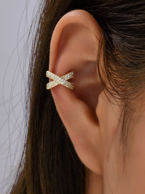 Piercing Ring Ear, Elegant Nose Piercing, Rhinestone Ear Cuff, Ear Cuff Piercing, Gold Toe Rings, Ear Cuff Jewelry, Embellished Fashion, Formal Jewelry, Ear Cuff Earings