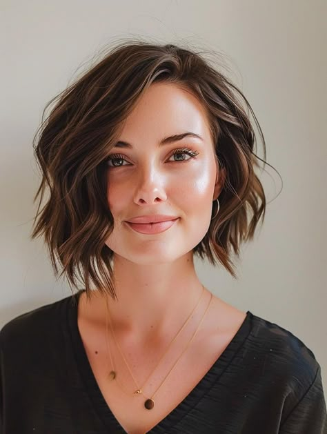 Cute and Easy Short Summer Hairstyles 2024 for Brunettes and Blondes Textured Bob Brunette, Brunette Short Bob Hairstyles, Short Summer Hair 2024, Chin Length Brunette Hair, Summer Hair Color For Brunettes Short, Short Blond Hairstyles, Short Brunette Hair Bob, Hairstyles For Long Hair Braid, Short Hair With Curls