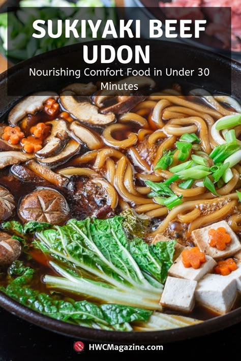 Nabemono Recipe, Japanese Hot Pot Recipe, Sukiyaki Broth Recipe, Udon Noodle Recipe Soup, Japanese Sukiyaki Recipe, Sukiyaki Beef, Sukiyaki Recipe, Japanese Hot Pot, Beef Udon