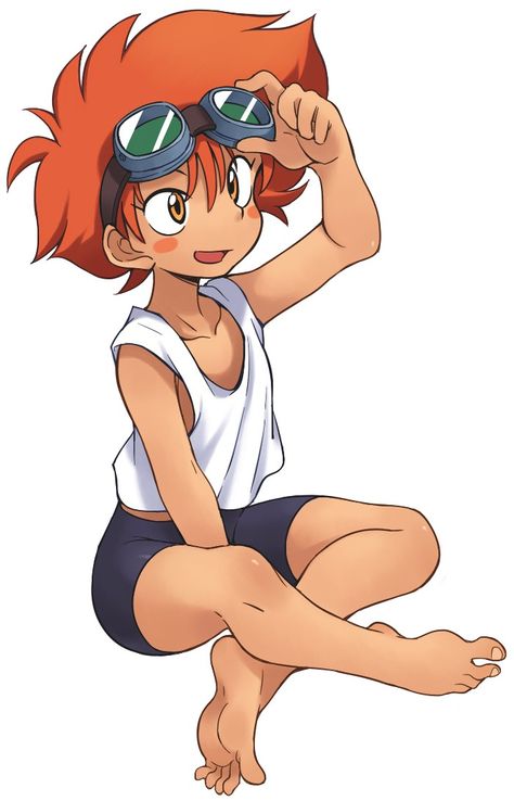 Ed Cowboy Bebop, Goggles Drawing, Edward Cowboy Bebop, Goggles On Head, Red Hair Cartoon, Hair Retro, Background Sitting, 1990s Style, Adventure Rpg