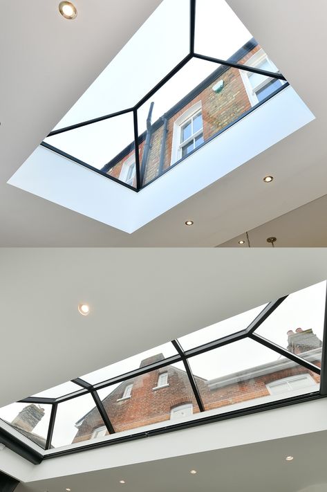 Flat Roof Skylights Rear Extension, Slanted Roof Extension, Rooflights Flat Roof, Small Flat Roof Extension, Skylight Flat Roof, Single Storey Rear Extension Flat Roof, Roof Lights Flat Roof, Garage Skylight, Roof Glass Design