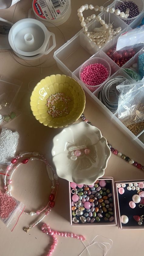 Making Jewellery Aesthetic, Necklace Making Aesthetic, Jewellery Making Aesthetic, Jewelry Making Aesthetic, Making Aesthetic, Favorite Activity, Hobbies To Try, Cute Tumblr Pictures, Bead Charms Diy