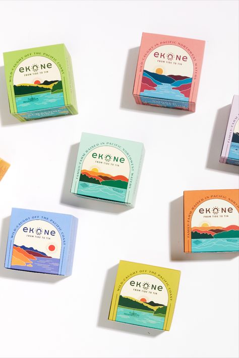 Snack Plate Creative's packaging design for Ikon, the new branding and packaging for Ekone Seafood Company, reflects the spirit of this family-owned and operated business in Washington state. With a commitment to providing the freshest seafood while upholding ethical and sustainable practices, the design draws inspiration from the unique harvest locations. Travel Packaging Design, Tropical Packaging Design, Sea Packaging, Herbs Packaging, Diffuser Packaging, Reed Diffuser Packaging, Unique Packaging Design, Tea Package, Pr Package