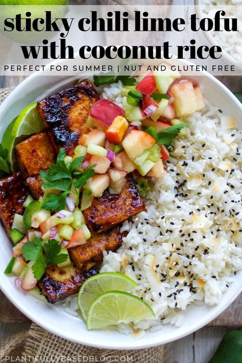 Chili Lime Tofu, Coconut Rice Recipe, Recipe Vegetarian, Chili Lime, Coconut Rice, Plant Based Eating, Tofu Recipes, Veg Recipes, Meatless Meals