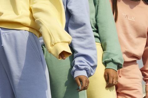 Pastel Sportswear, Breeze Aesthetic, Danish Pastel Wall Collage, Tracksuit Aesthetic, Pastel Wall Collage, Wellness Party, Kids Athleisure, Sports Chic, Cute Sweats