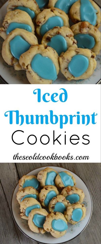 Iced Thumbprint Cookies with Nuts Recipe Thumbprint Cookie Recipes, Iced Thumbprint Cookies, Thumbprint Cookies Christmas, Thumbprint Cookies With Icing, Best Thumbprint Cookies, Thumbprint Cookie, Chocolate Thumbprint Cookies, Thumbprint Cookies Recipe, Cookie Table