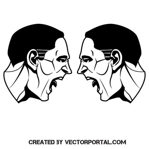 People Yelling At Each Other, People Yelling, People Arguing, Angry Faces, Man Clipart, Hero Image, English Vocab, Face Illustration, White Men