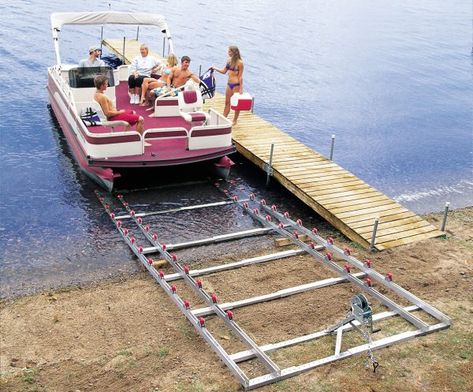 Pontoon Boat Ramp Pontoon Boat Parts, Pontoon Boat Accessories, Lakefront Living, Build Your Own Boat, Lakefront Property, Boat Lift, Boat Dock, Pontoon Boat, Boat Plans