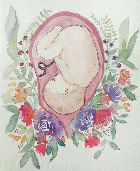 Misscarage Art, Obgyn Wallpaper, Baby In Womb Art, Motherhood Artwork, Placenta Art, Womb Art, Birth Vision Board, Baby In Womb, Sacred Feminine Art