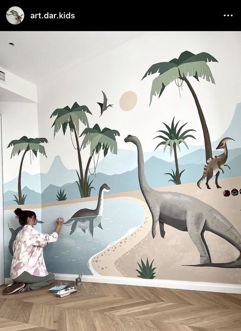 Dinosaur Fossil Room, Dino Painting, Dinosaur Kids Bedroom, Dinosaur Mural For Kids Bedrooms, Dinosaur Mural Painting, Wallpaper For Boys Bedroom Dinosaur, Dino Mural, Dinosaur Boys Room Decor, Dinosaur Bedroom Wall