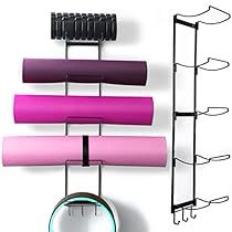 Yoga Mat Rack, Home Gym Organization, Metal Storage Rack, Wall Yoga, Yoga Mat Holder, Yoga Mat Storage, Yoga Studio Design, Metal Storage Racks, Home Gym Decor