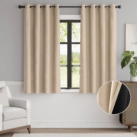 Amazon.com: jinchan 95% Blackout Curtain 63 Inch Long, Faux Linen Curtain for Living Room, Thermal Insulated Room Darkening Grommet Top Window Drape, 1 Panel Curtain for Bedroom Prairie Dust Beige : Home & Kitchen Beige Curtains Living Room, Prairie Dust, Curtain For Bedroom, Curtain For Living Room, Beige Curtains, Linen Curtain, Insulated Curtains, Window Drapes, Linen Curtains