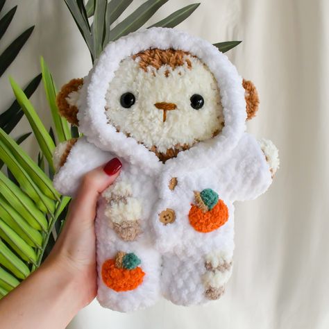 pattern: @crochetcalls🍂 did somebody order a pumpkin spice latte.. monkey?🙂‍↕️ I always forget about my onesie monkey pattern, then I make it once and want to make 100000 more!!😭 🏷️ #crochet #amigurumi #crochetmonkey #pumpkinspicelatte #crochetplushie #monkeyplushie #plushie #plushies Monkey Pattern Crochet, Onesie Crochet Pattern Free, Fall Plushies Crochet, Weird Crochet Plushies, Fall Crochet Plushies, Monkey Crochet Pattern Free, Crochet Monkey Pattern Free, Crochet Monkeys, Crochet Onesie