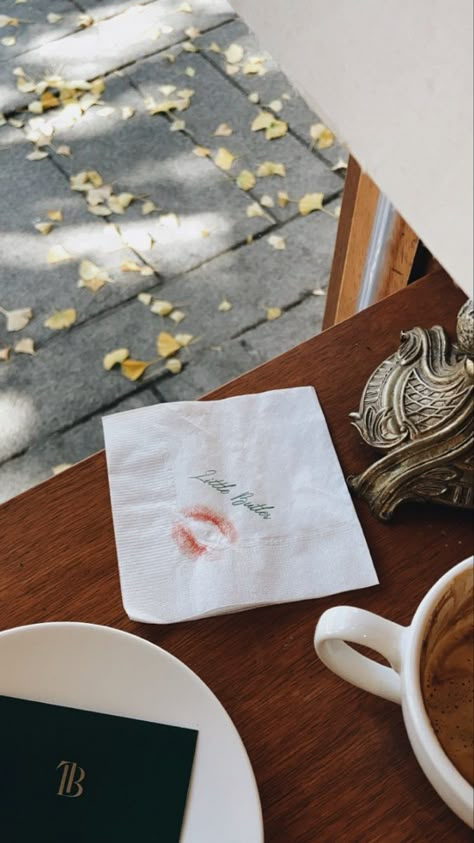 #napkin #kiss #cafe Lipstick Kiss Napkin Aesthetic, Escapism Season, Kiss Mark Aesthetic, Sheet Aesthetic, Red Lipstick Kisses, Sketchbook Prompts, Lipstick Mark, Kiss Mark, Content Creating