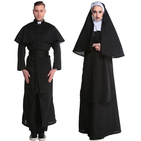 >> Click to Buy << Black Women Nun Virgin Mary Costume Long Dress Christian Clergyman Priest Costumes for Men Adult Fancy Cosplay Clothing #Affiliate Priest Costume, Nun Outfit, Nun Costume, Costume Noir, Fancy Dress Up, Black Costume, Woman Movie, Group Costumes, Poses References