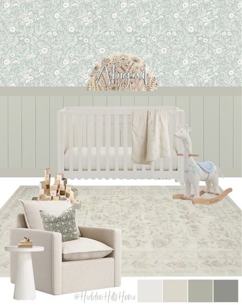 Penny Convertible Crib curated on LTK Nursery Half Wall Panelling, Nursery Mood Board Girl, Baby Girls Room Ideas, Decor Mood Board, Girls Room Ideas, Baby Girls Room, Floral Wallpaper Nursery, Nursery Decor Ideas, Nursery Decor Inspiration