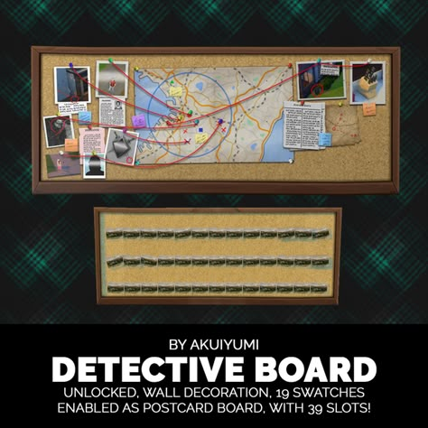 🎄🎁 Detective board | Akuiyumi on Patreon Sims 4 Engineer Cc, Detective Board, Sims4 Mod, Around The Sims 4, 4 Town, Make An Advent Calendar, Los Sims 4 Mods, Noir Detective, Ts4 Mods