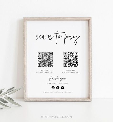 Scan to Pay Sign, Cash App, Venmo, Paypal Sign, Business QR Code Pay Sign, Editable Template, Instant Download, Templett, 8x10 0009-78S - Etsy Scan To Pay Sign, Rose Gold Wedding Decor, Scan To Pay, Custom Business Signs, Sign Business, Vendor Booth, Cash App, Office Max, Desktop Computer