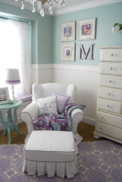 10 Beautiful Nursery Inspirations-round-up - Blooming Homestead Purple Girls Room, Nursery Accents, Purple Nursery, Girl Nursery Room, Decor Ikea, Ideas Room, Green Bedroom, Beautiful Nursery, Big Girl Rooms