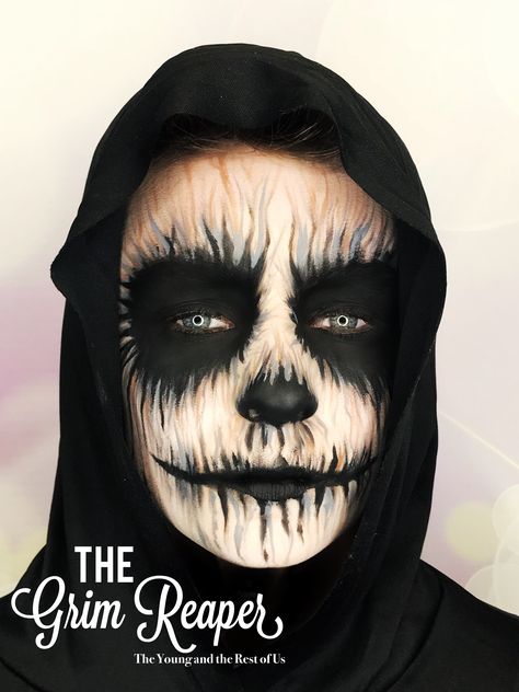 Grim Reaper Halloween Makeup, Grim Reaper Makeup Men, Grim Reaper Makeup Kids, Grim Reaper Face Paint, Reaper Makeup, Grim Reaper Makeup, Halloween Makeup For Kids, Grim Reaper Costume, Egypt Crafts