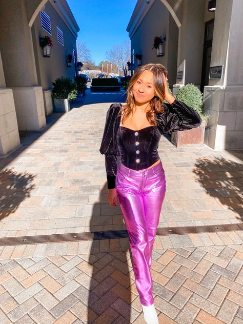 Pink Sparkly Boots Outfit, Pink Sparkle Pants Outfit, Pink Sparkle Outfit Aesthetic, Pink Glitter Outfit Aesthetic, Chic Pink Mid-rise Jeans, Different Outfit Aesthetics, Sparkle Jeans, Ceremony Outfit, New York Fits