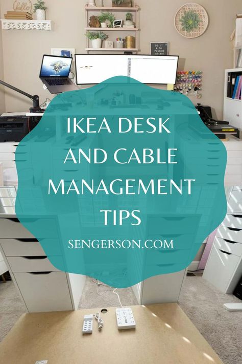 These are the best tips on learining how to mange cables and wires with IKEA furniture with tips and tricks for an awesome home office. Office Cable Management, Ikea Lagkapten, Cable Management Diy, Linnmon Desk, Cable Management Desk, Desk Table Top, Declutter Bedroom, Diy Porch Decor, Diy Home Accessories