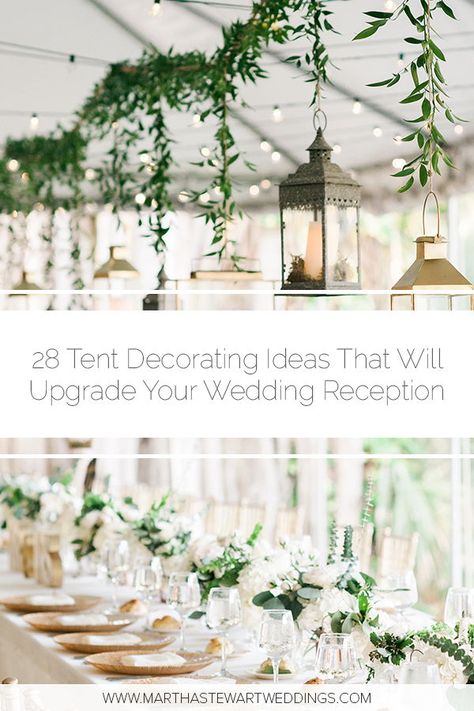 Deck out your party tent with these inspired ideas. #weddingreception #weddingreceptionideas #outdoorwedding #weddingtents | Martha Stewart Weddings - 28 Tent Decorating Ideas That Will Upgrade Your Wedding Reception Wedding Tent Entrance, Tent Decorating Ideas, Wedding Reception Tent, Backyard Tent Wedding, Wedding Tent Decorations, Outdoor Tent Wedding, Reception Tent, Tent Wedding Reception, Backyard Tent