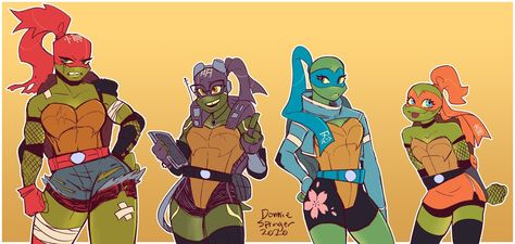 Female Leonardo Tmnt, Rottmnt Genderswap, Rottmnt Genderbend, Tmnt Oc Turtle, Tmnt Genderbend, Tmnt Outfits, Female Tmnt, Female Ninja Turtle, Rottmnt Donnie