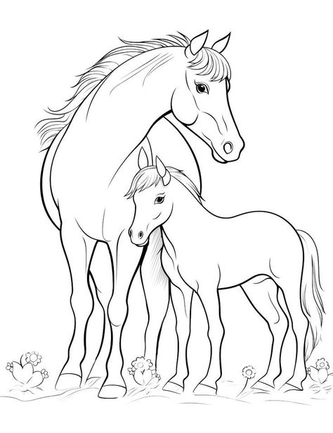 Horse Coloring Pages Free Printable, Easy Horse Drawing, Horse Coloring Books, Insect Coloring Pages, Horse Art Drawing, Farm Animal Coloring Pages, Free Horses, Coloring Pages Free Printable, Horse Coloring Pages